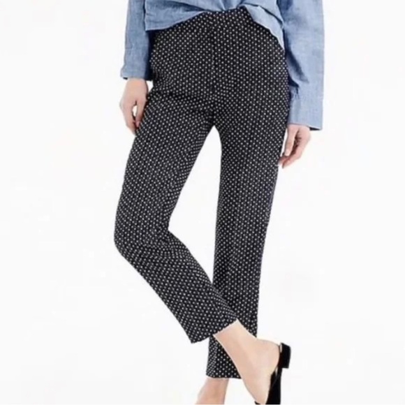 J crew dress pants size 4 womens dark navy blue dotted elastic waist cropped‌ - Picture 1 of 15